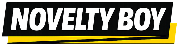 Logo of 'Novelty Boy' with a black and yellow design on a white background