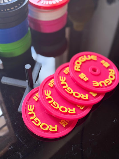 Gym Plate Coasters – Set of 4 Plates with Stand