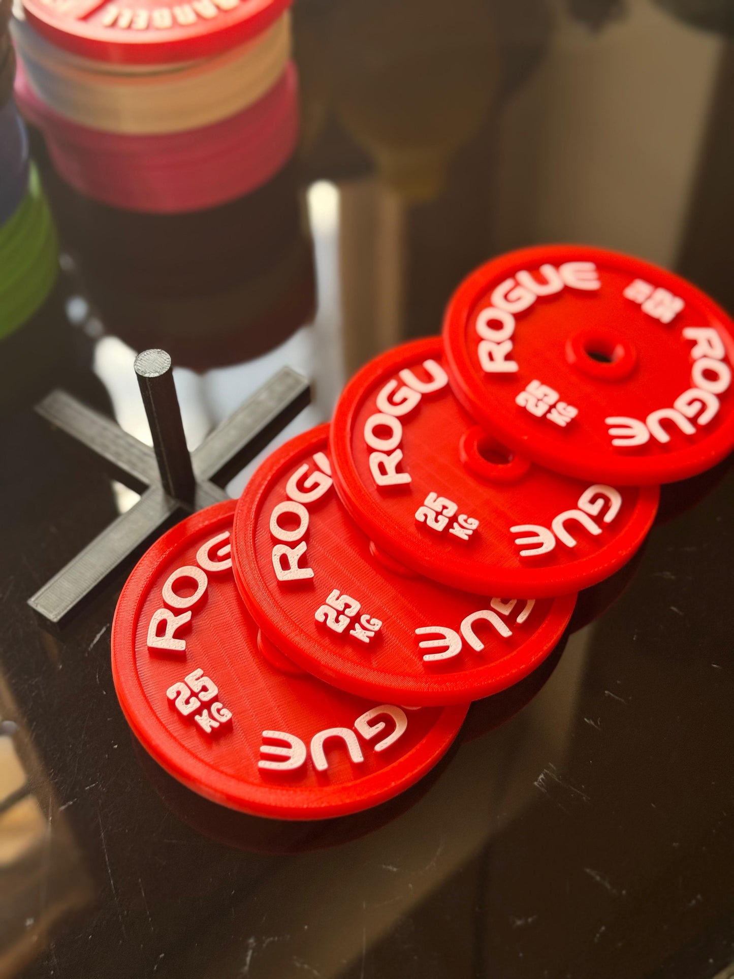 Gym Plate Coasters – Set of 4 Plates with Stand
