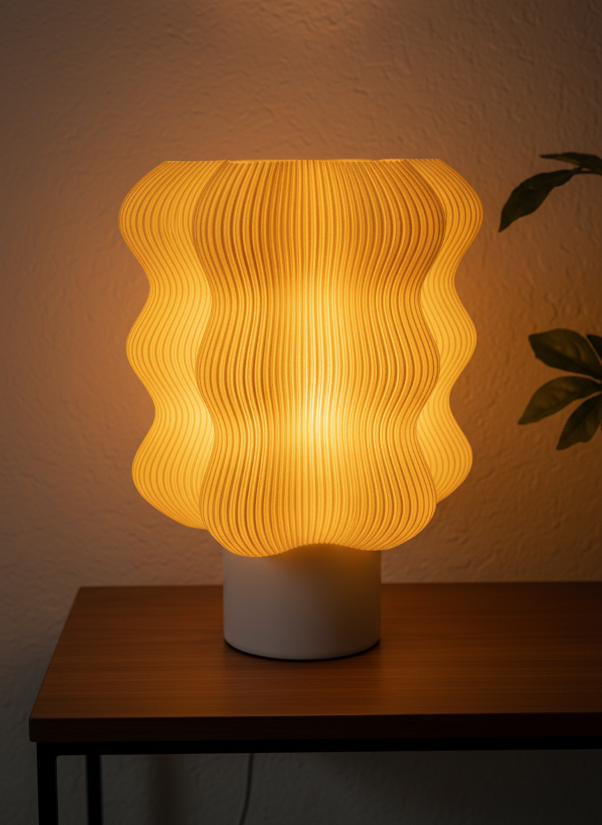 JYA Yellow Wavy Mood Lamp – Aesthetic Bedside Table Light for Bedroom, Desk & Home Decor