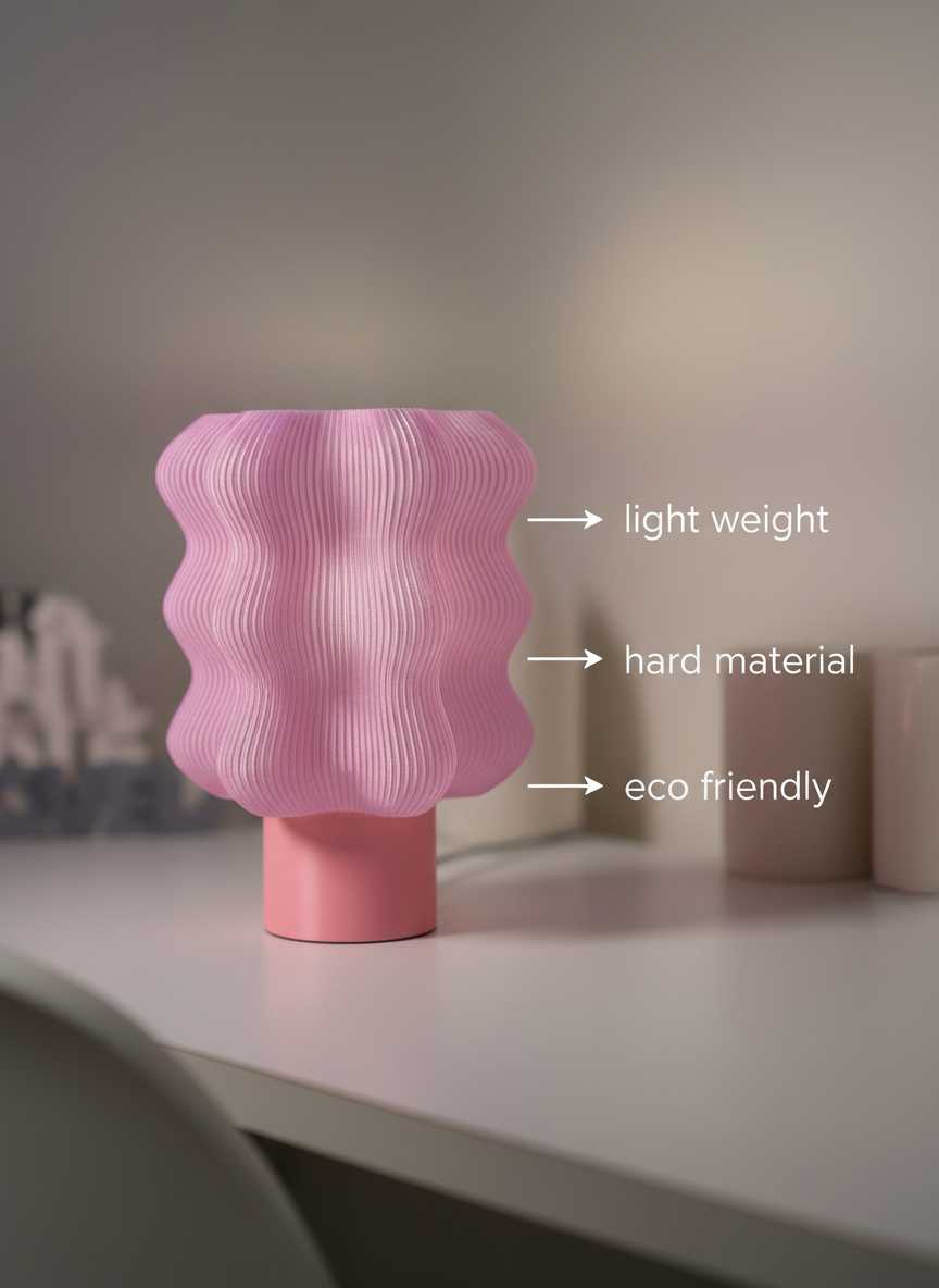 JYA Pink Wavy Mood Lamp – Aesthetic Bedside Table Light for Bedroom, Desk & Home Decor