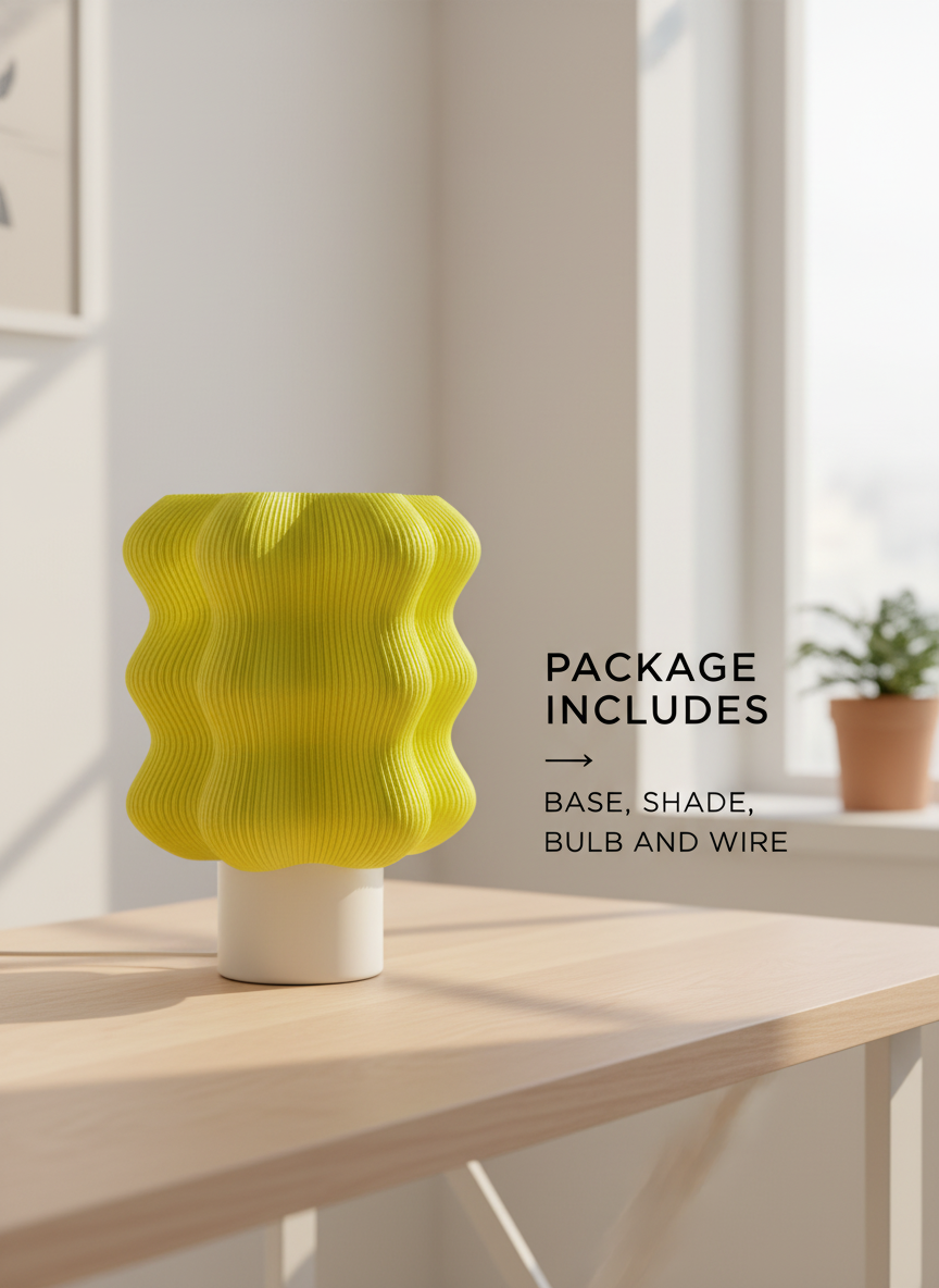 JYA Yellow Wavy Mood Lamp – Aesthetic Bedside Table Light for Bedroom, Desk & Home Decor
