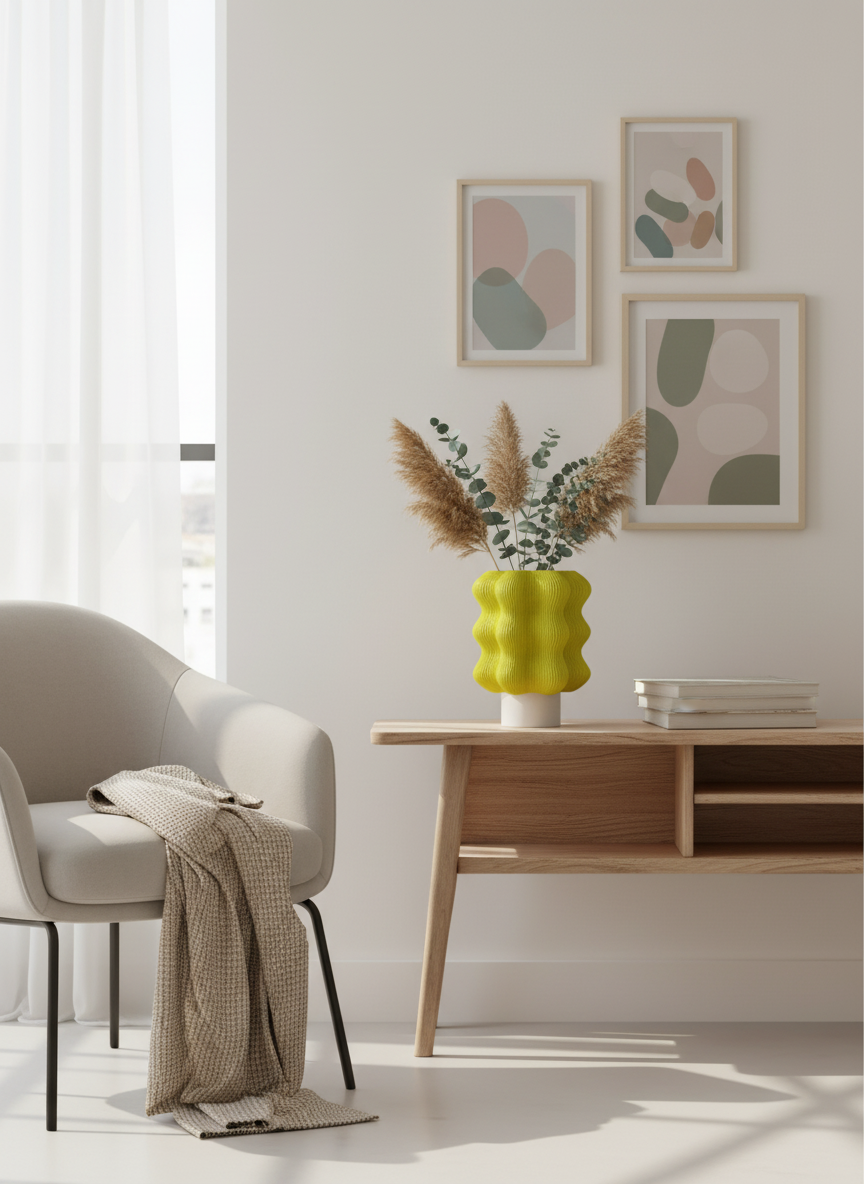 JYA Yellow Wavy Mood Lamp – Aesthetic Bedside Table Light for Bedroom, Desk & Home Decor