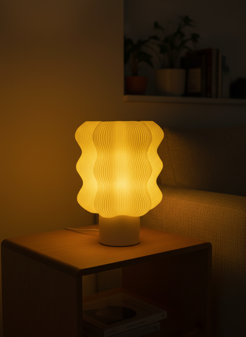 JYA Yellow Wavy Mood Lamp – Aesthetic Bedside Table Light for Bedroom, Desk & Home Decor