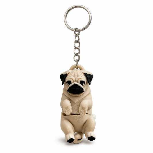 Pug dog charm on white background