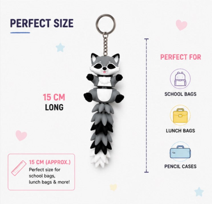 Cute Raccoon Bag Charm Keychain | Kawaii School Bag & Backpack Accessory