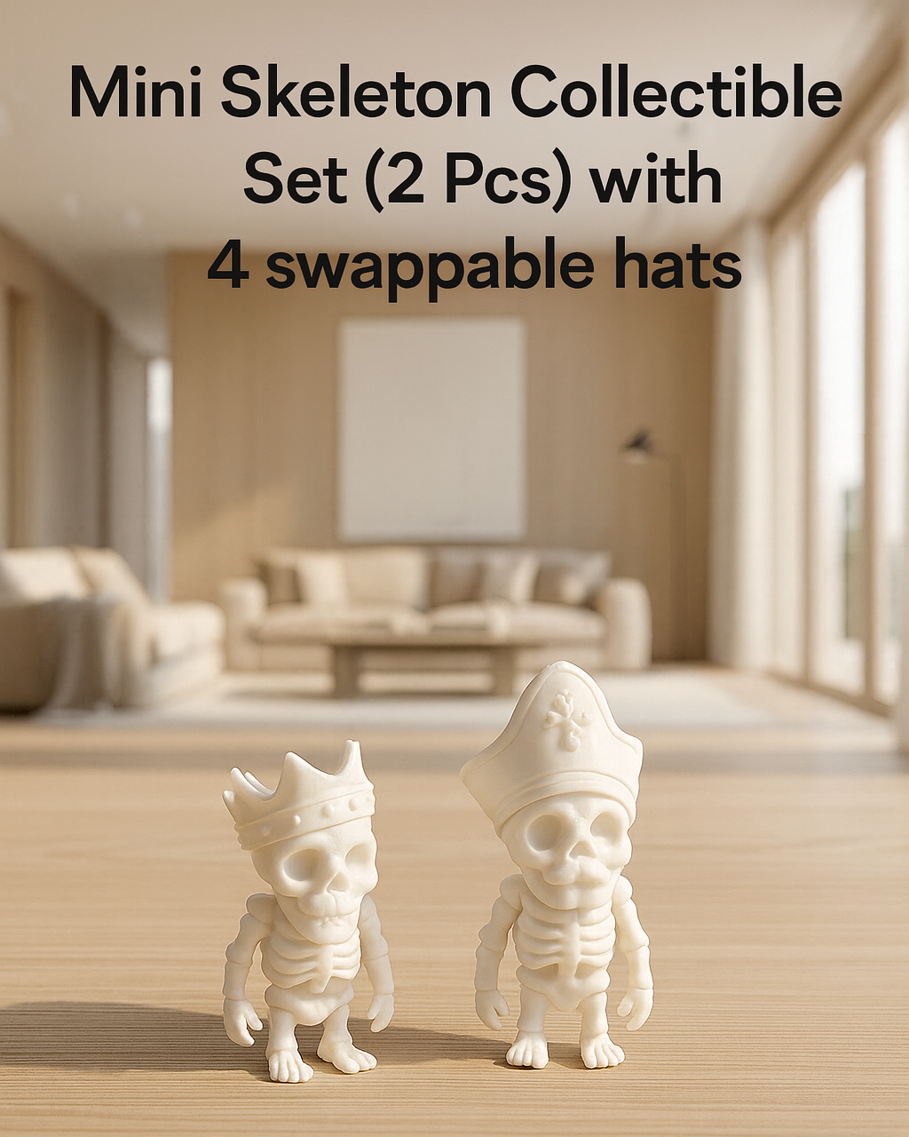 2 Baby Skeletons + 4 Swappable Pirate Hats