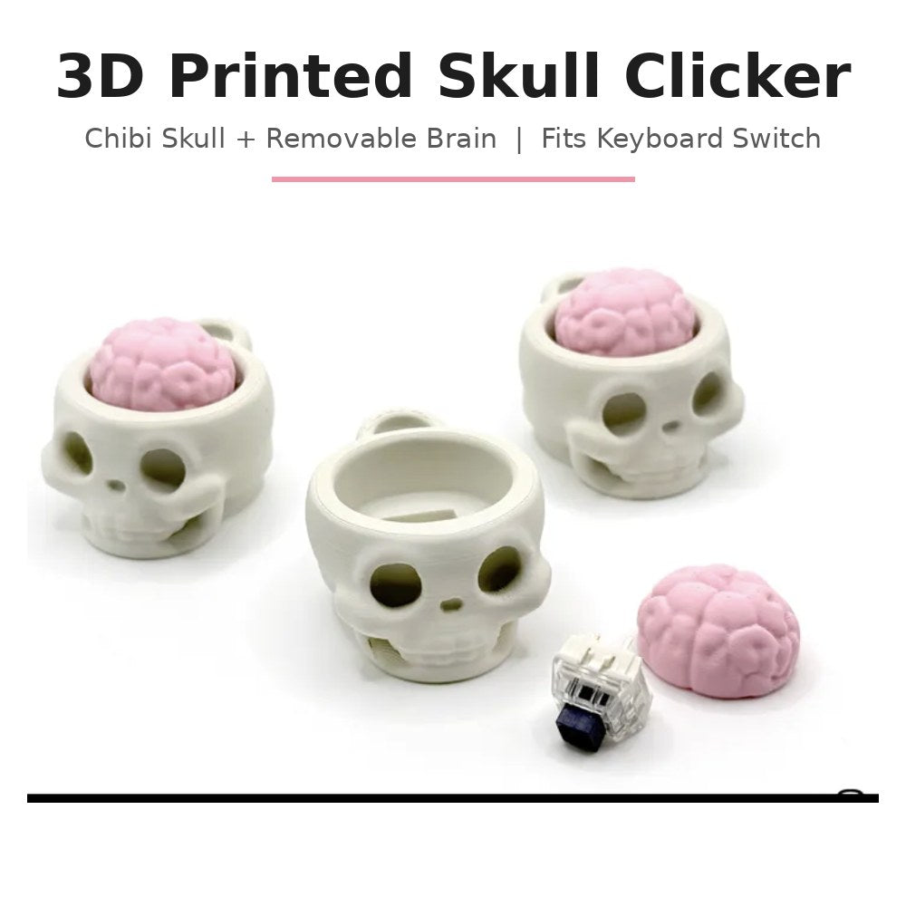 Skull with Removable Brain clicker keychain, 3D printed