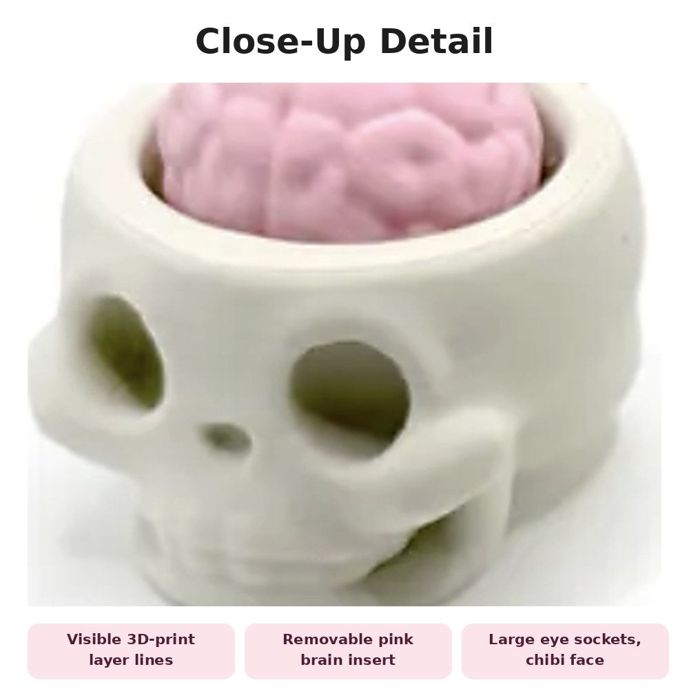 Skull with Removable Brain clicker keychain, 3D printed