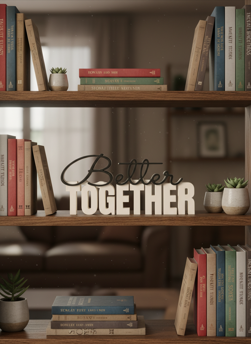 Better Together Table Sign | Decorative Desk and Shelf Decor