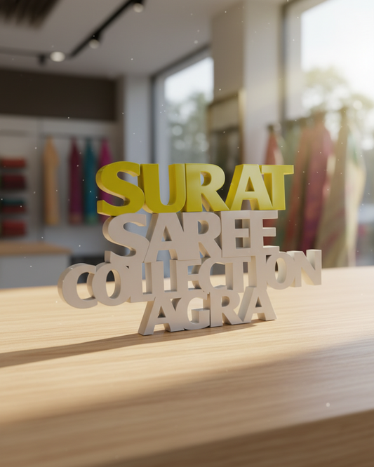 3D text display on a wooden surface with blurred background