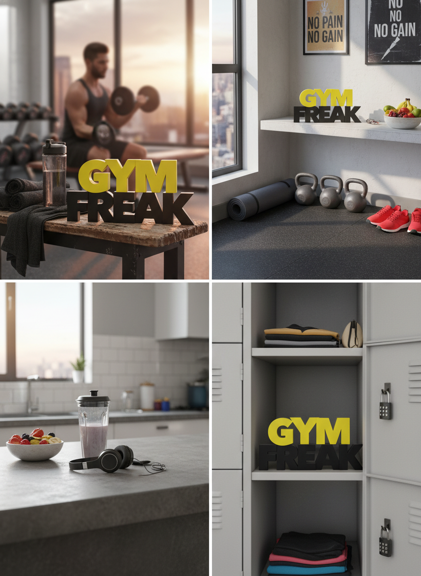 GYM FREAK Desk Sign | Motivational Table Decor for Gym Lovers (8 × 4 Inch)