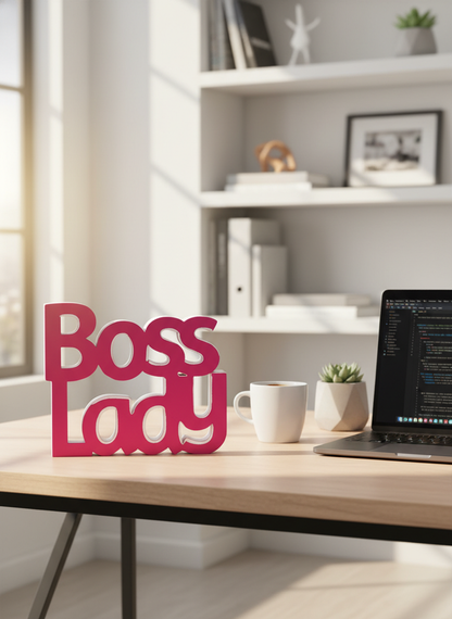 Boss Lady Desk Sign | Motivational Table Decor for Office & Home (8 × 8 Inch)