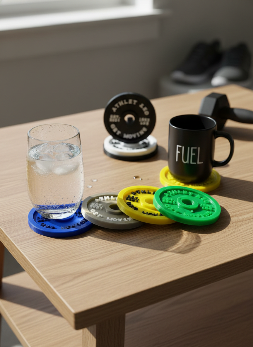 Custom Gym Branding Pack – Plates, Keychains & Table Sign | Gym Merchandise Combo