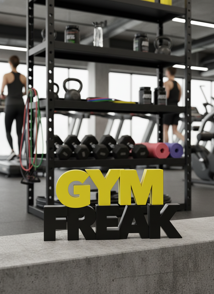 GYM FREAK Desk Sign | Motivational Table Decor for Gym Lovers (8 × 4 Inch)