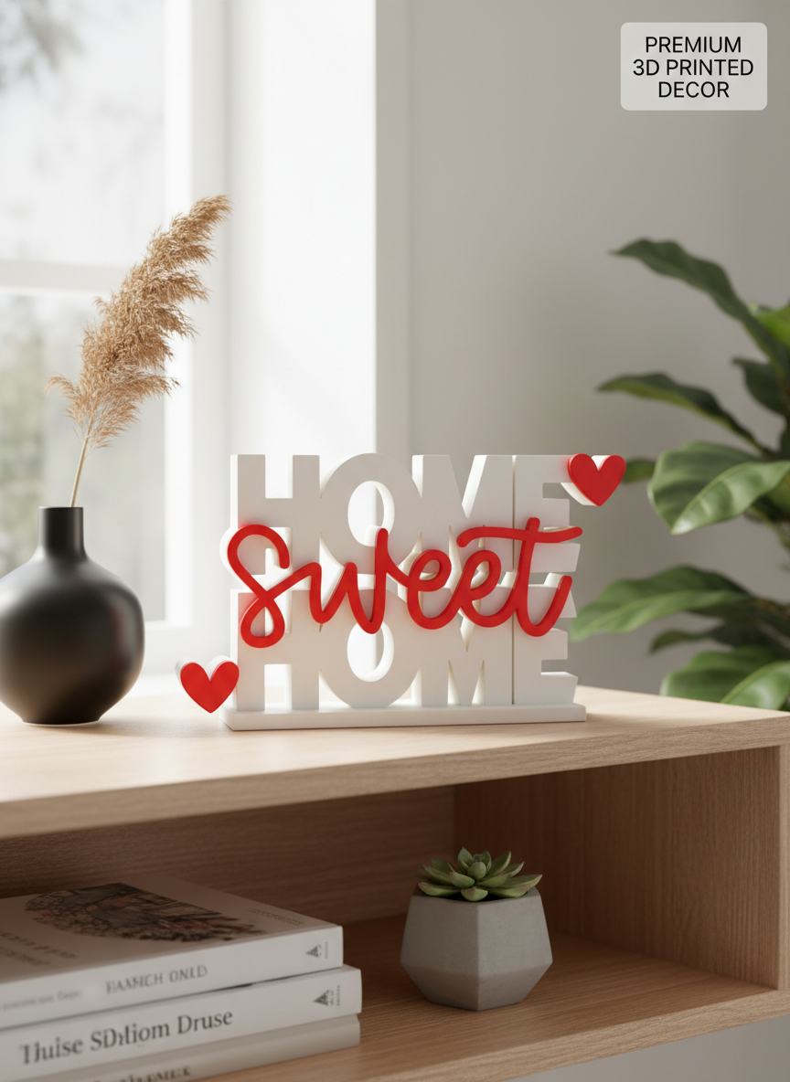 Home Sweet Home Desk Sign | Decorative Table Decor for Home & Shelf (8 × 8 Inch)