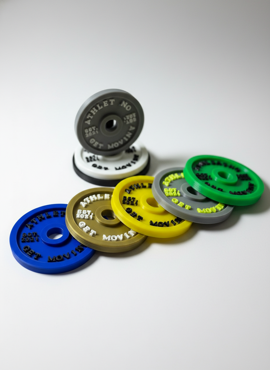 Custom Gym Branding Pack – Plates, Keychains & Table Sign | Gym Merchandise Combo