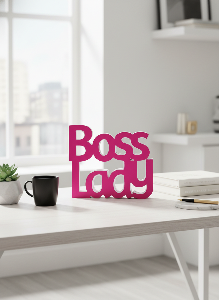 Boss Lady Desk Sign | Motivational Table Decor for Office & Home (8 × 8 Inch)