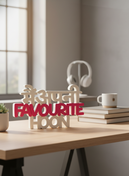 Main Apni Favourite Hoon Desk Sign | Motivational Hindi Quote Table Decor (8 × 8 Inch)
