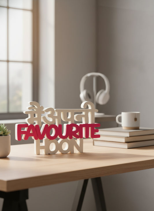 Main Apni Favourite Hoon Desk Sign | Motivational Hindi Quote Table Decor (8 × 8 Inch)