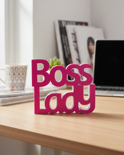 Boss Lady Desk Sign | Motivational Table Decor for Office & Home (8 × 8 Inch)