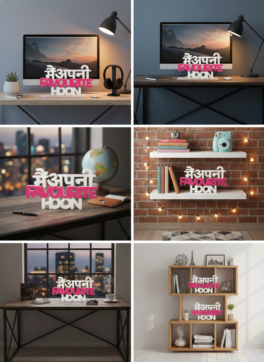 Main Apni Favourite Hoon Desk Sign | Motivational Hindi Quote Table Decor (8 × 8 Inch)