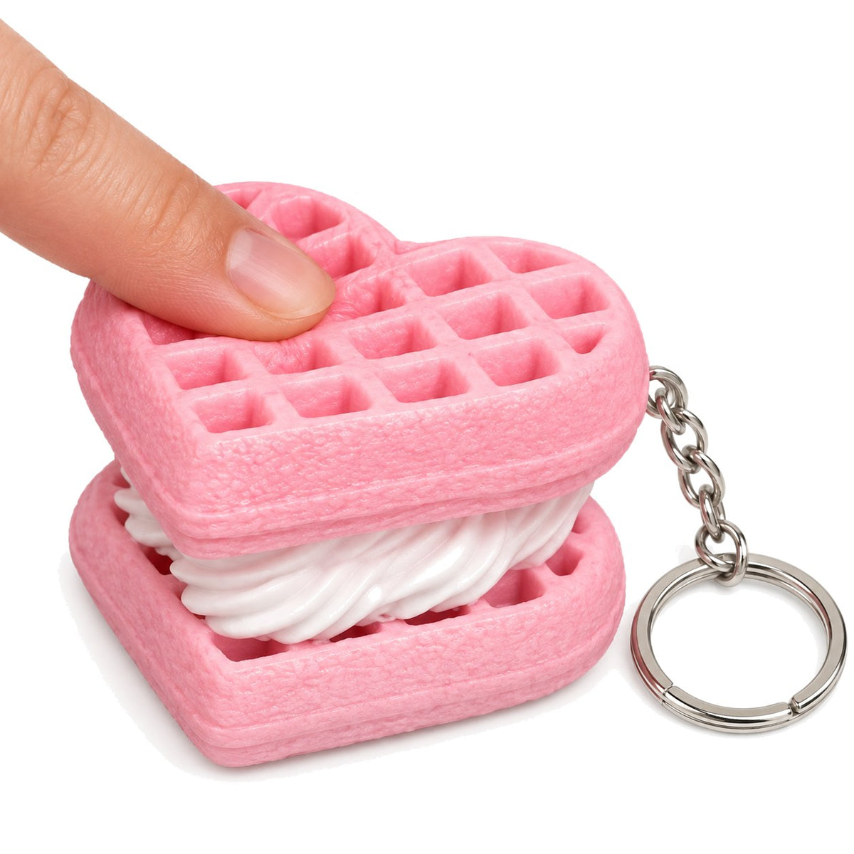 Pink Heart Waffle clicker keychain, 3D printed
