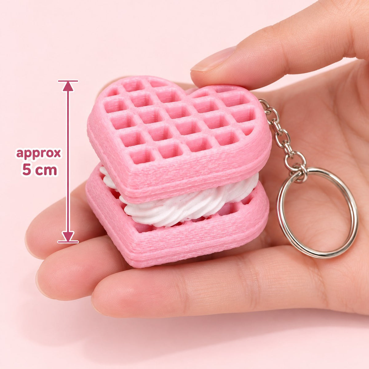 Pink Heart Waffle clicker keychain, 3D printed